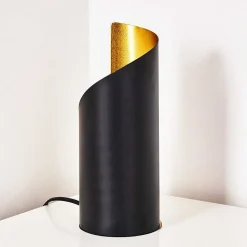 Lampe A Poser Yahuma Noir Dore, 1 Lumiere