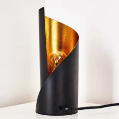 Lampe A Poser Yahuma Noir Dore, 1 Lumiere