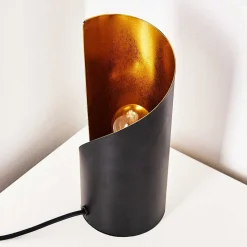 Lampe A Poser Yahuma Noir Dore, 1 Lumiere