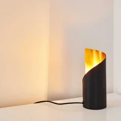 Lampe A Poser Yahuma Noir Dore, 1 Lumiere