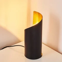 Lampe A Poser Yahuma Noir Dore, 1 Lumiere