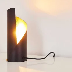 Lampe A Poser Yahuma Noir Dore, 1 Lumiere