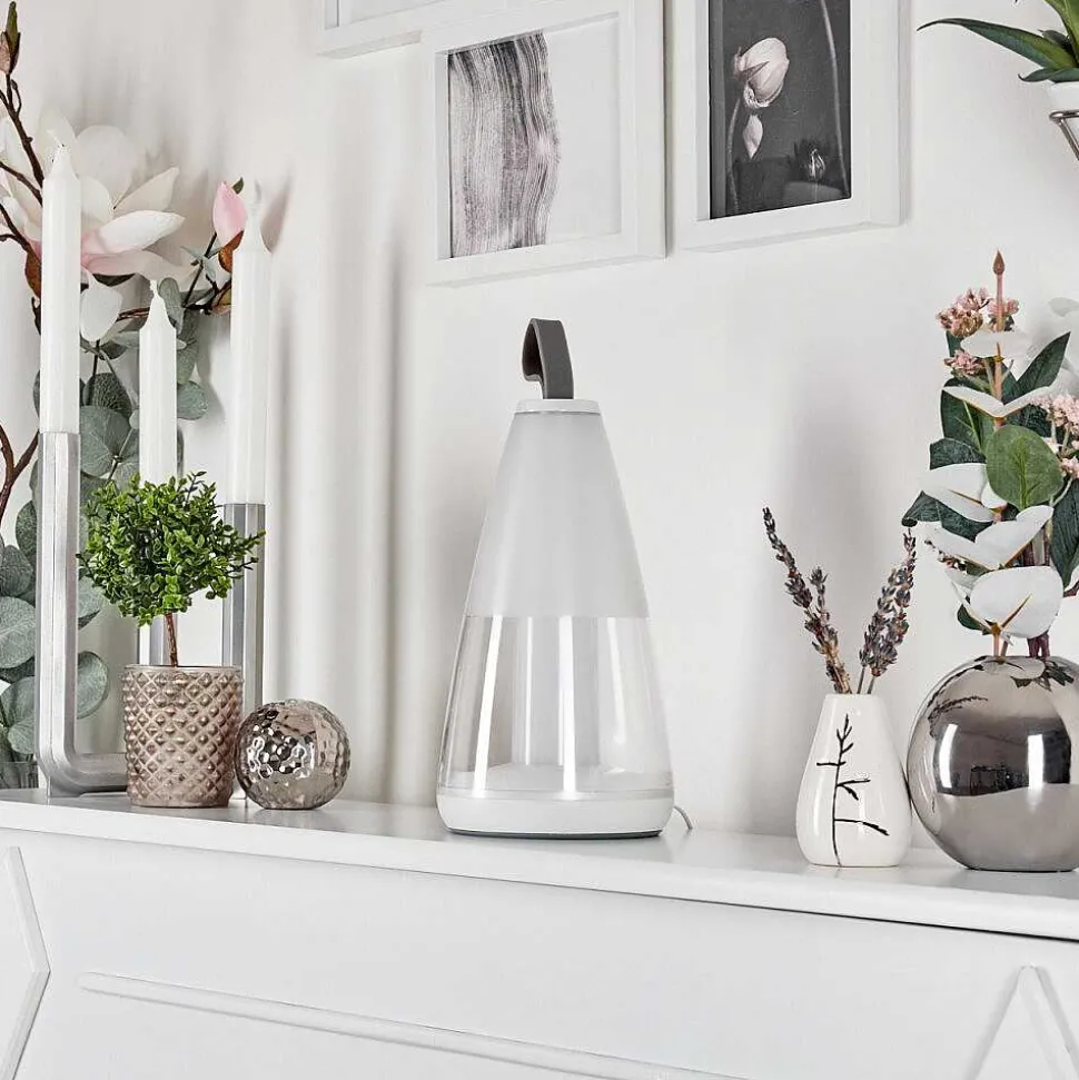 Lampe A Poser Yari Led Gris, Transparent, Blanc, 1 Lumiere, Telecommandes, Changeur De Couleurs