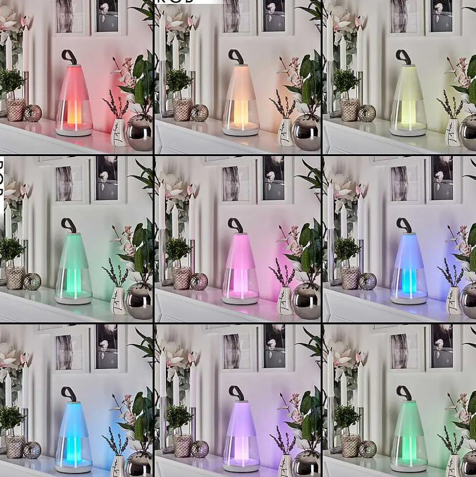 Lampe A Poser Yari Led Gris, Transparent, Blanc, 1 Lumiere, Telecommandes, Changeur De Couleurs