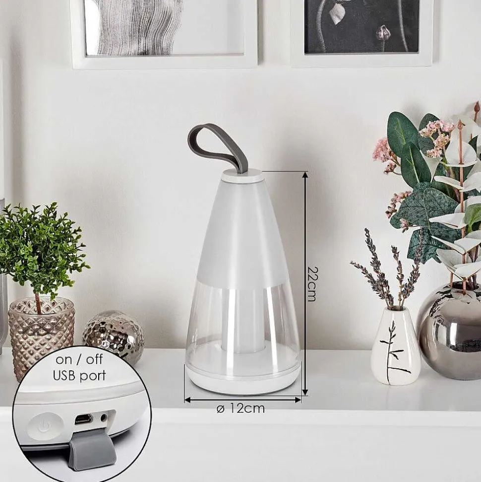 Lampe A Poser Yari Led Gris, Transparent, Blanc, 1 Lumiere, Telecommandes, Changeur De Couleurs