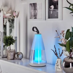 Lampe A Poser Yari Led Gris, Transparent, Blanc, 1 Lumiere, Telecommandes, Changeur De Couleurs