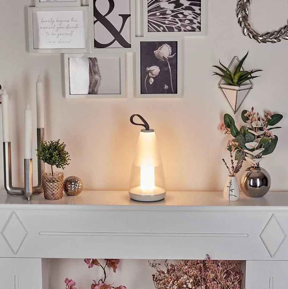 Lampe A Poser Yari Led Gris, Transparent, Blanc, 1 Lumiere, Telecommandes, Changeur De Couleurs