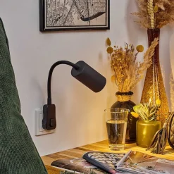 Lampe A Prise Electrique Javel Noir, 1 Lumiere