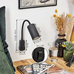 Lampe A Prise Electrique Javel Noir, 1 Lumiere