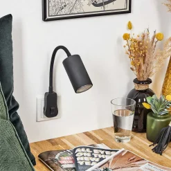 Lampe A Prise Electrique Javel Noir, 1 Lumiere
