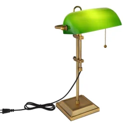 Lampe De Banquier Globo Antique Vieux Laiton, 1 Lumiere