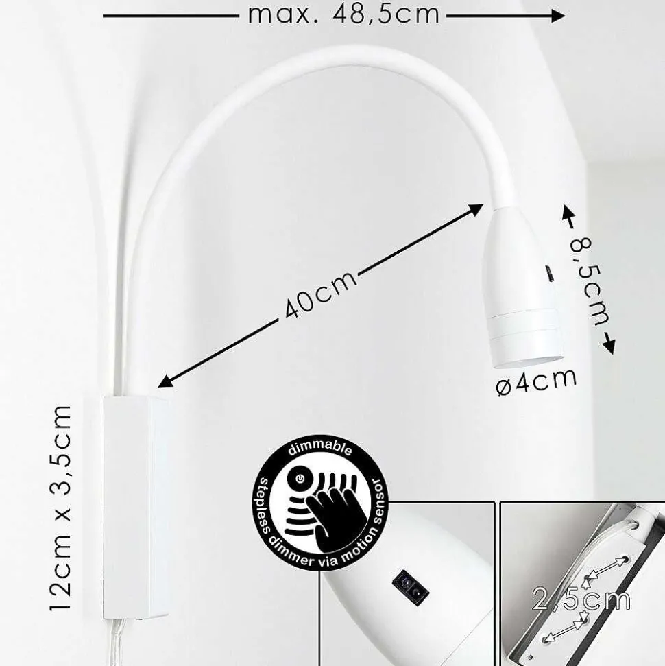 Lampe De Chevet Alsea Led Blanc, 1 Lumiere, Detecteur De Mouvement