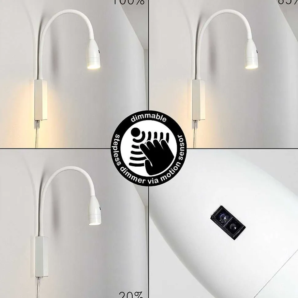 Lampe De Chevet Alsea Led Blanc, 1 Lumiere, Detecteur De Mouvement