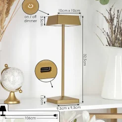 Lampe De Table Algeraz Led Laiton, 1 Lumiere