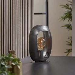 Lampe De Table Arch Nickel Mat, Noir, 1 Lumiere