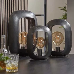 Lampe De Table Arch Nickel Mat, Noir, 1 Lumiere