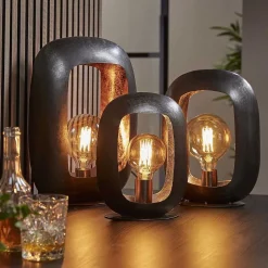 Lampe De Table Arch Nickel Mat, Noir, 1 Lumiere