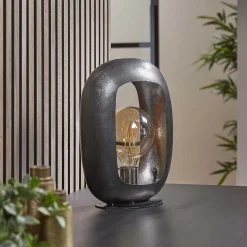 Lampe De Table Arch Nickel Mat, Noir, 1 Lumiere