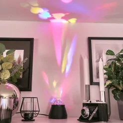 Lampe De Table Atabueira Led Noir, 1 Lumiere, Changeur De Couleurs