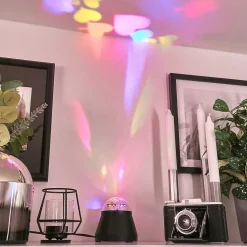 Lampe De Table Atabueira Led Noir, 1 Lumiere, Changeur De Couleurs