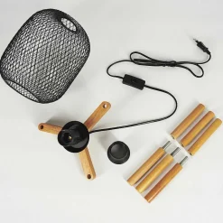 Lampe De Table Ateponta Bois Clair, Noir, 1 Lumiere