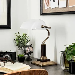 Lampe De Table Barbe Laiton, Noir, 1 Lumiere