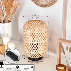 Lampe De Table Bauro Ecru, Noir, 1 Lumiere