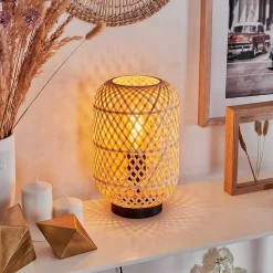 Lampe De Table Bauro Ecru, Noir, 1 Lumiere