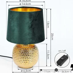 Lampe De Table Beddie Or, 1 Lumiere