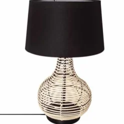 Lampe De Table By Rydens Granada Bois Clair, Noir, 1 Lumiere