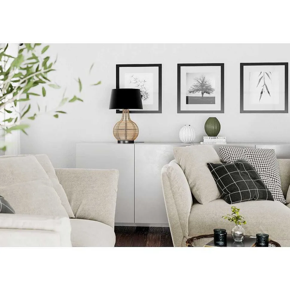 Lampe De Table By Rydens Granada Bois Clair, Noir, 1 Lumiere