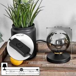 Lampe De Table Chehalis Laiton, Noir, 1 Lumiere