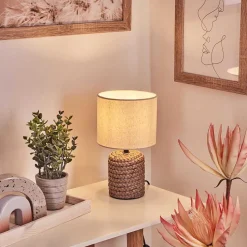 Lampe De Table Dambrois Brun, Ecru, 1 Lumiere