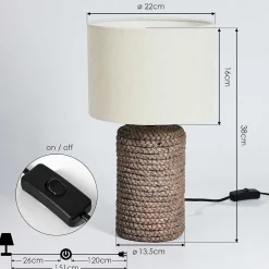 Lampe De Table Dambrois Brun, Ecru, 1 Lumiere