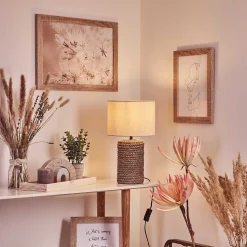 Lampe De Table Dambrois Brun, Ecru, 1 Lumiere