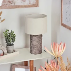 Lampe De Table Dambrois Brun, Ecru, 1 Lumiere