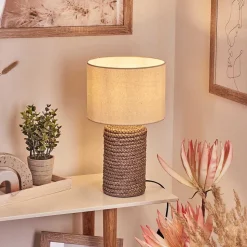 Lampe De Table Dambrois Brun, Ecru, 1 Lumiere