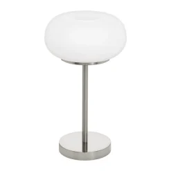 Lampe De Table Eglo Optica Led Nickel Mat, 1 Lumiere, Changeur De Couleurs
