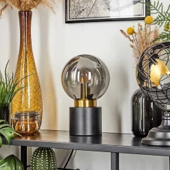 Lampe De Table Flawil Laiton, Noir, 1 Lumiere