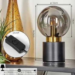 Lampe De Table Flawil Laiton, Noir, 1 Lumiere