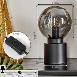 Lampe De Table Flawil Noir, 1 Lumiere