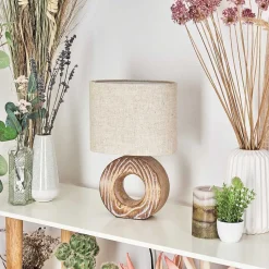 Lampe De Table Francillon Brun, Chrome, Couleur Bois, 1 Lumiere