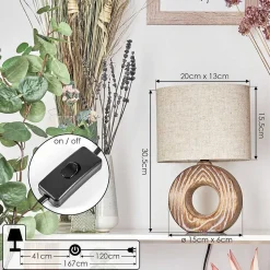 Lampe De Table Francillon Brun, Chrome, Couleur Bois, 1 Lumiere