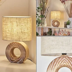 Lampe De Table Francillon Brun, Chrome, Couleur Bois, 1 Lumiere