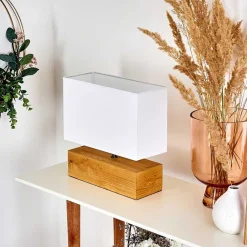 Lampe De Table Geneva Bois Clair, 1 Lumiere