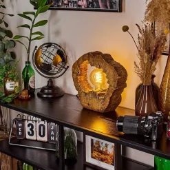 Lampe De Table Hasteboda Brun, Couleur Bois, 1 Lumiere