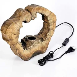 Lampe De Table Hasteboda Brun, Couleur Bois, 1 Lumiere