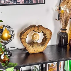 Lampe De Table Hasteboda Brun, Couleur Bois, 1 Lumiere