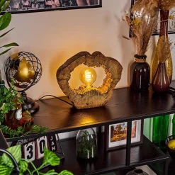 Lampe De Table Hasteboda Brun, Couleur Bois, 1 Lumiere