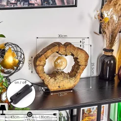 Lampe De Table Hasteboda Brun, Couleur Bois, 1 Lumiere